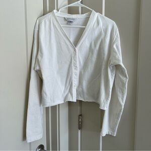 Lands End Cropped Cotton Cardigan
